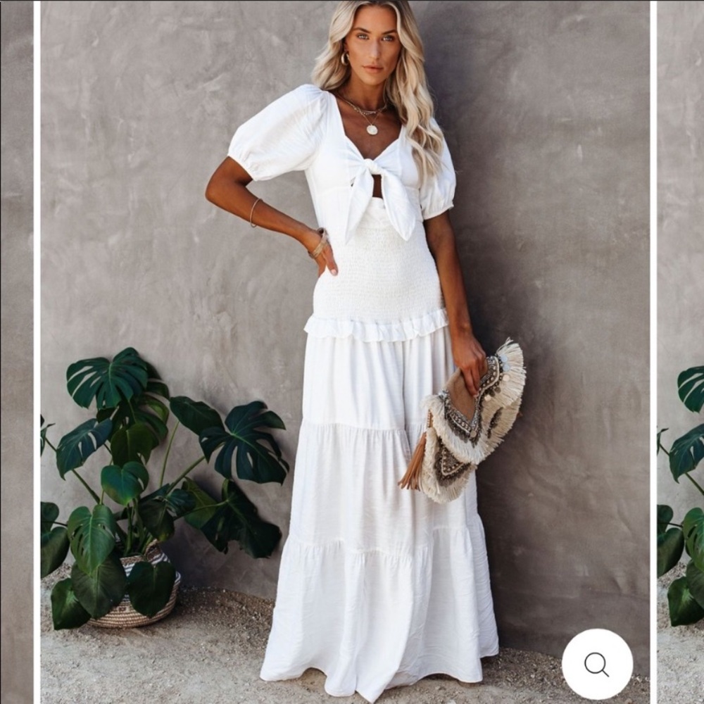 VICI // White Tricia Smocked Dress